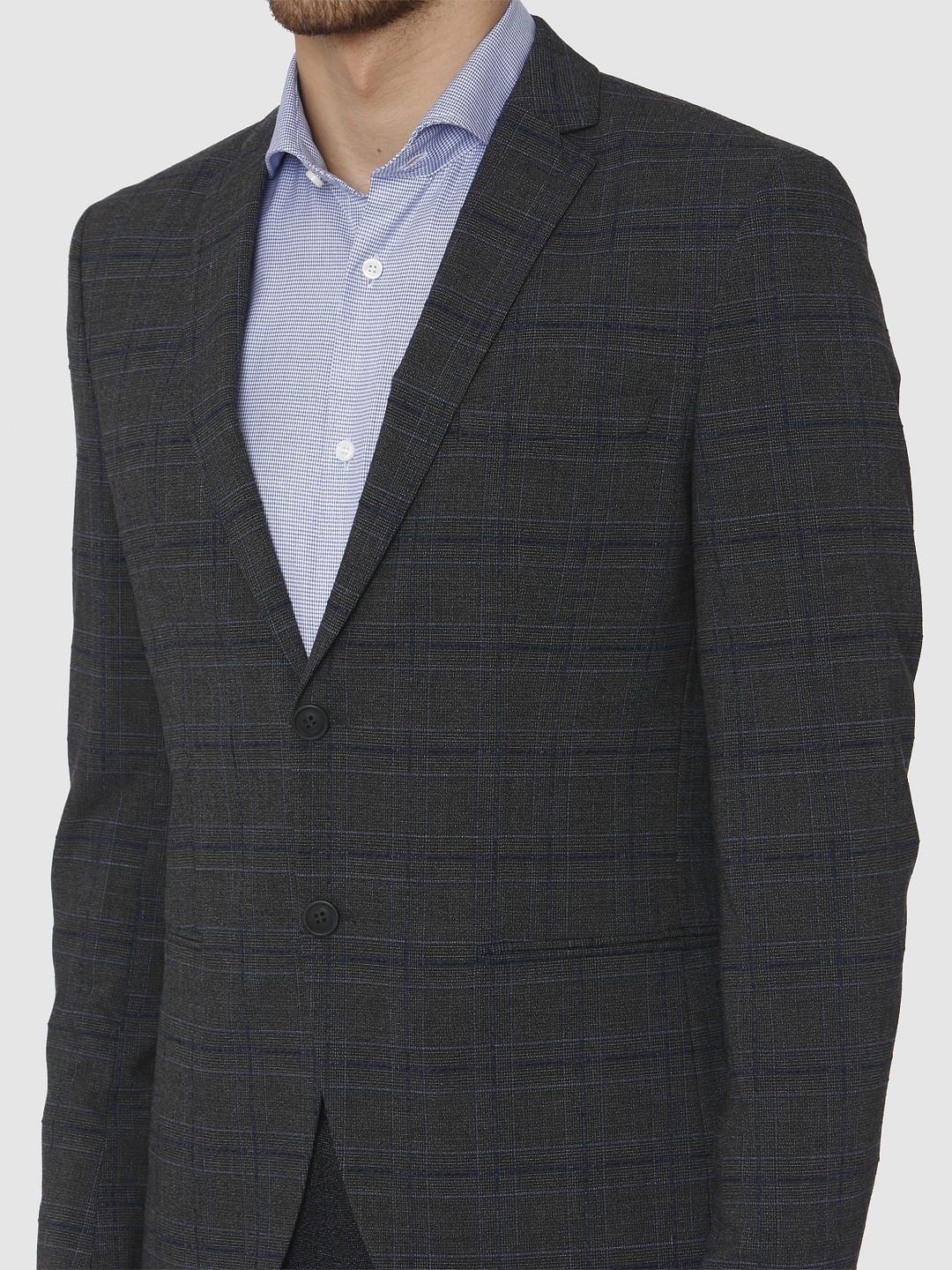 Grey Check Slim Fit Blazer