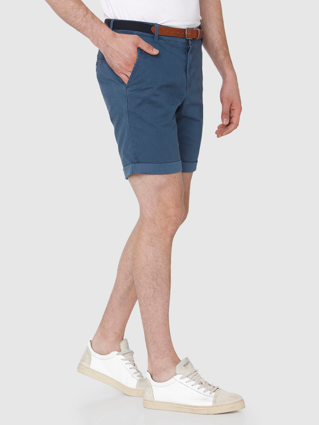 Blue Printed Chino Shorts