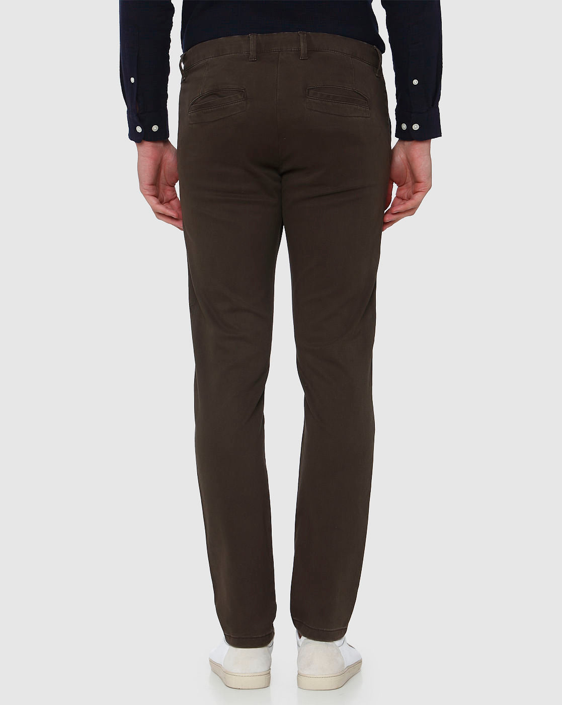Brown Faded Slim Fit Pants