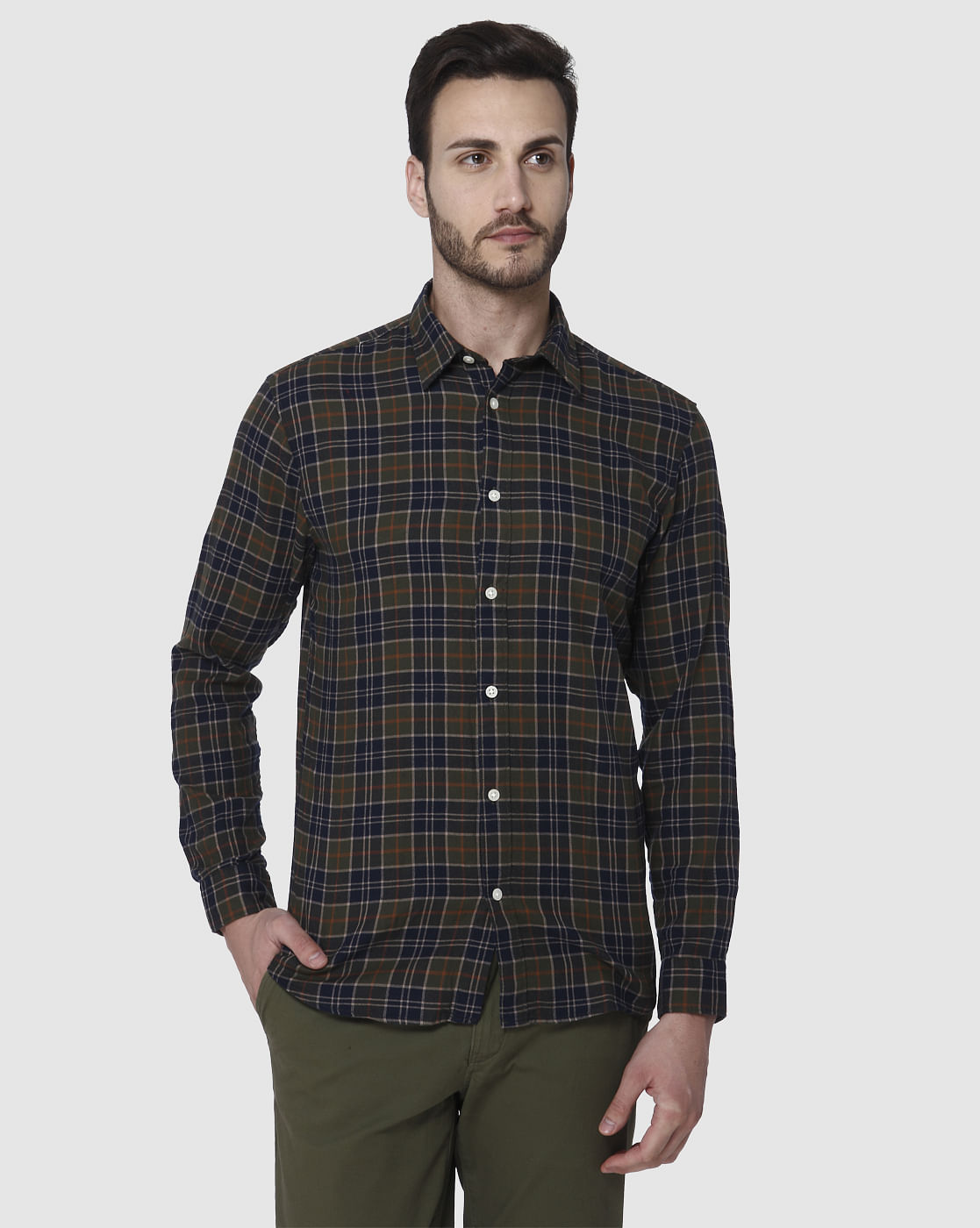 Brown Check Full Sleeves Shirt