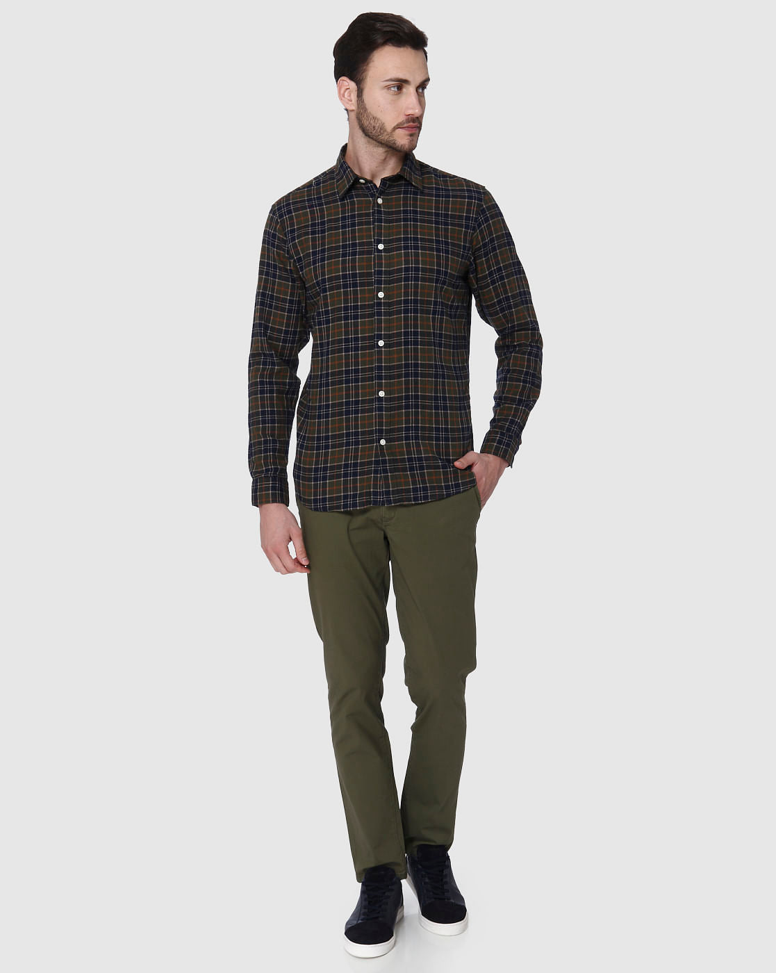 Brown Check Full Sleeves Shirt