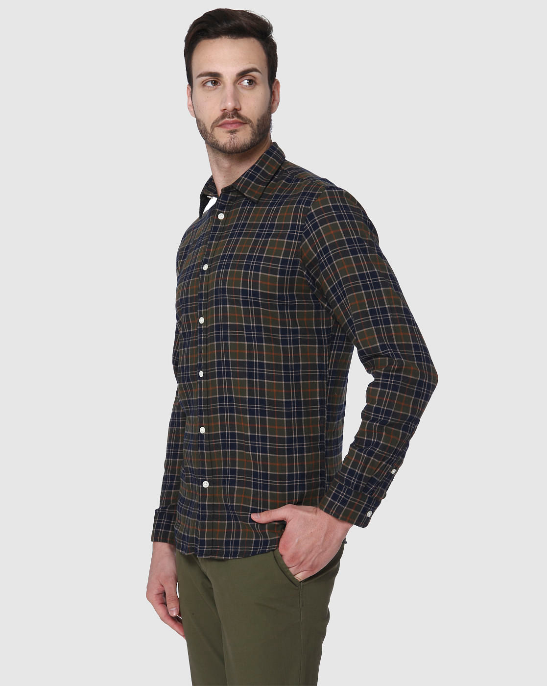 Brown Check Full Sleeves Shirt