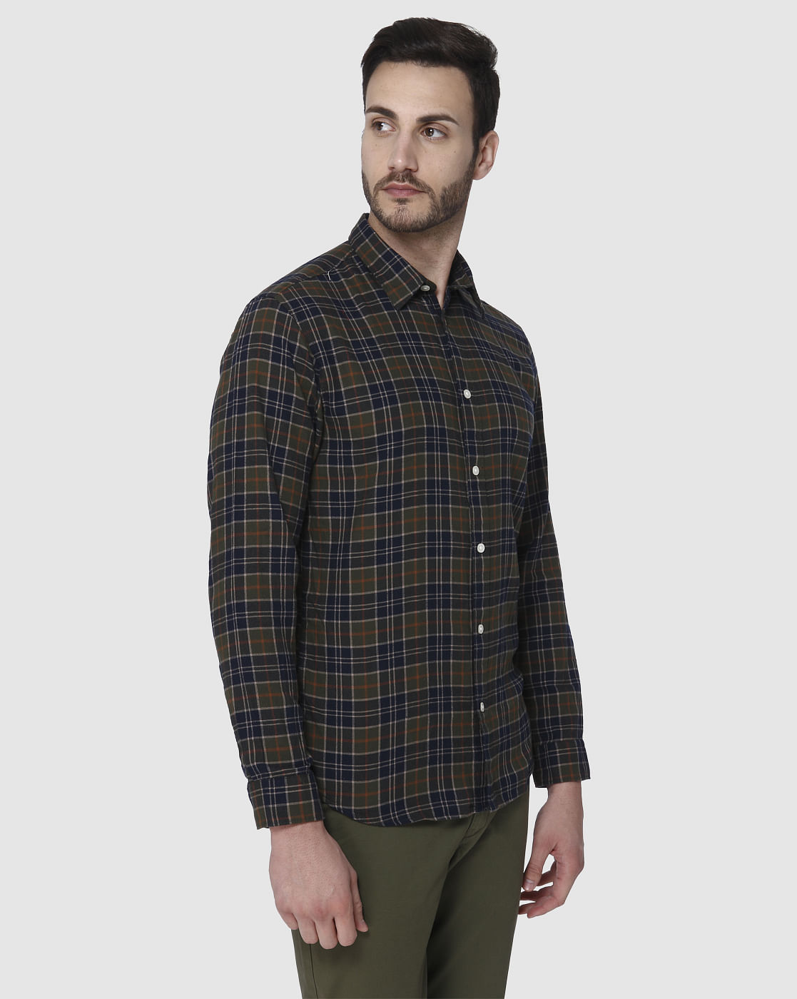 Brown Check Full Sleeves Shirt