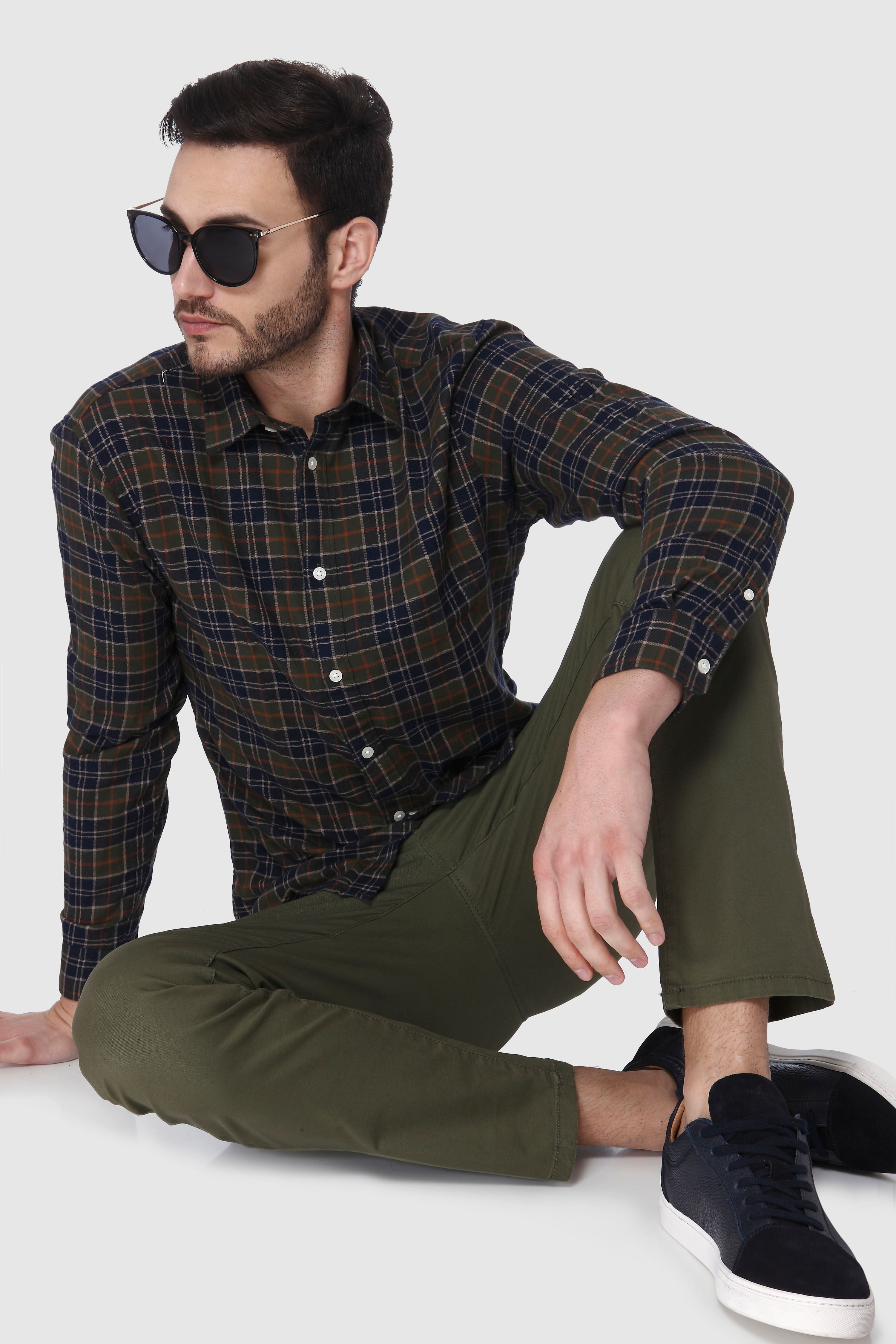 Brown Check Full Sleeves Shirt