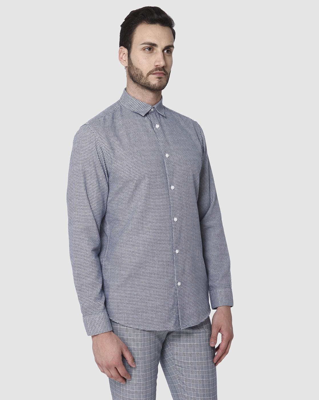 Blue Check Full Sleeves Shirt