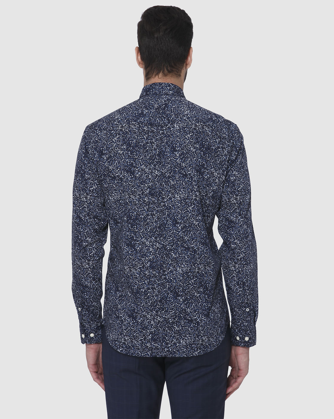 Blue Printed Full Sleeves Shirt