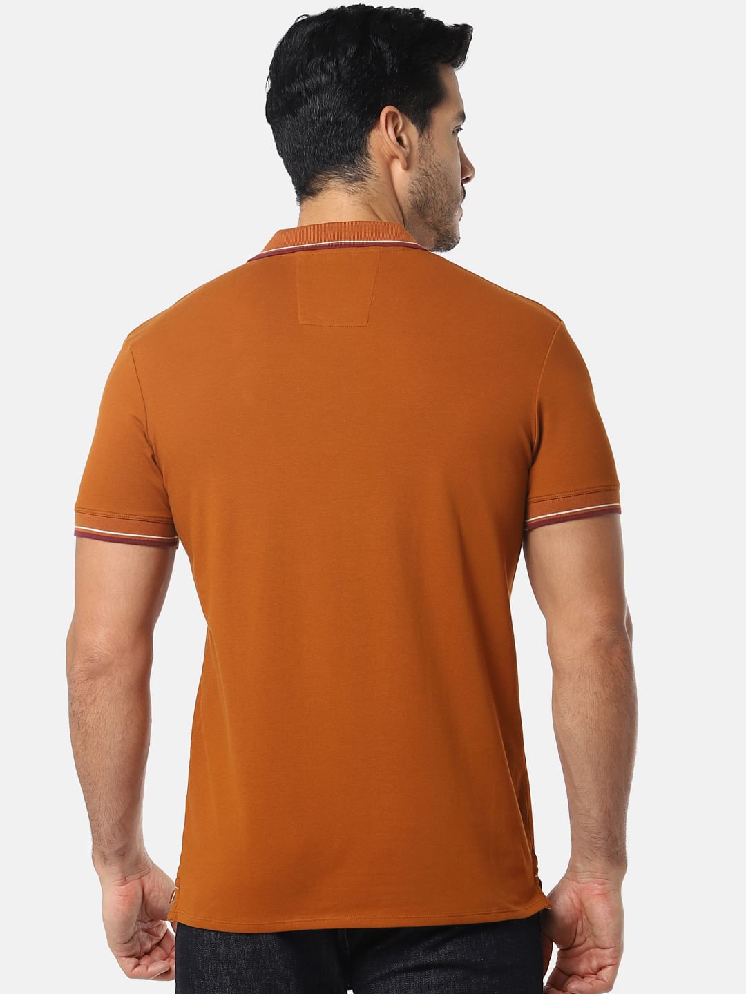 Camel Brown With Contrast Tipping Polo T-Shirt