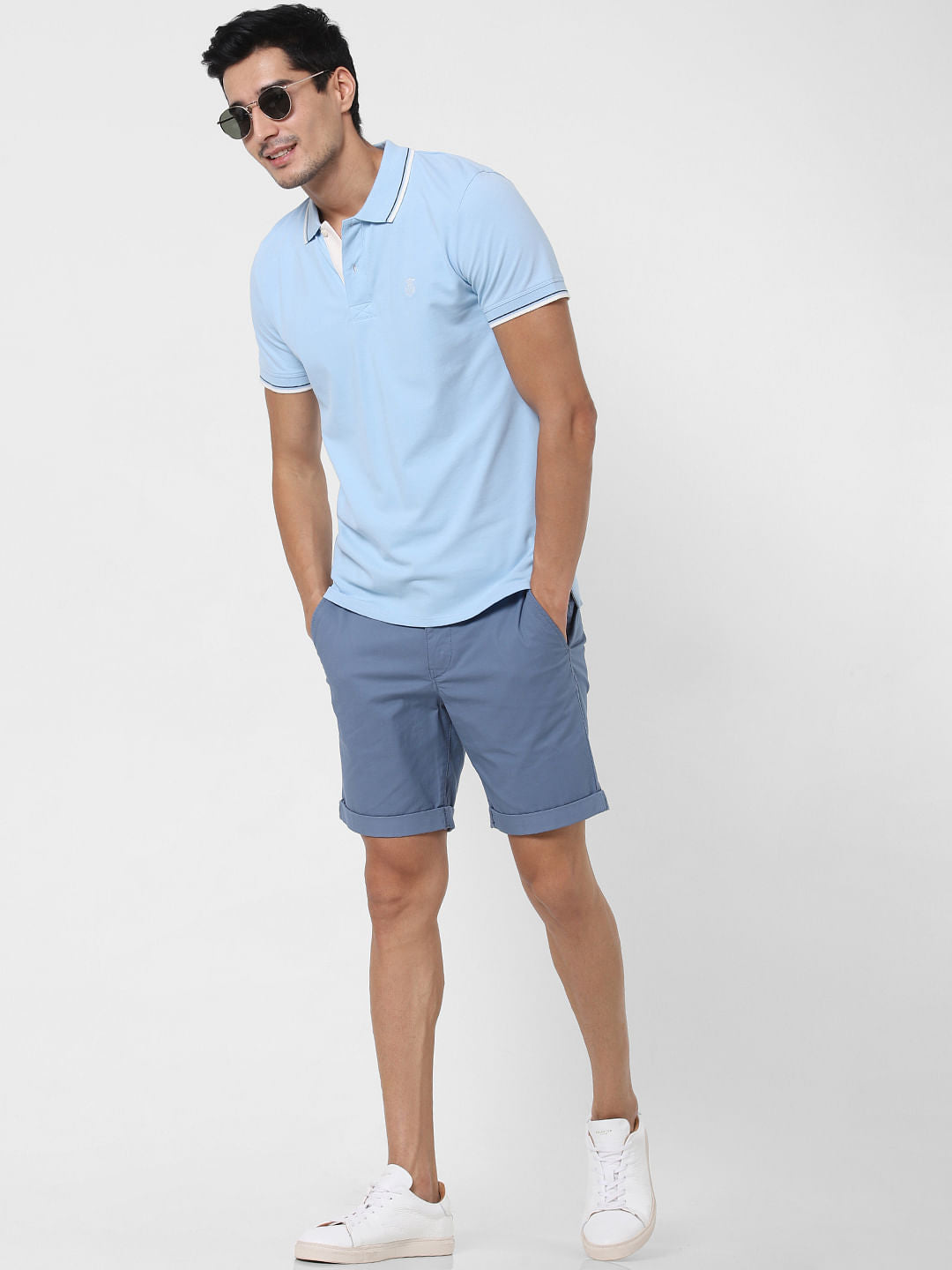 Blue Polo Neck T-Shirt
