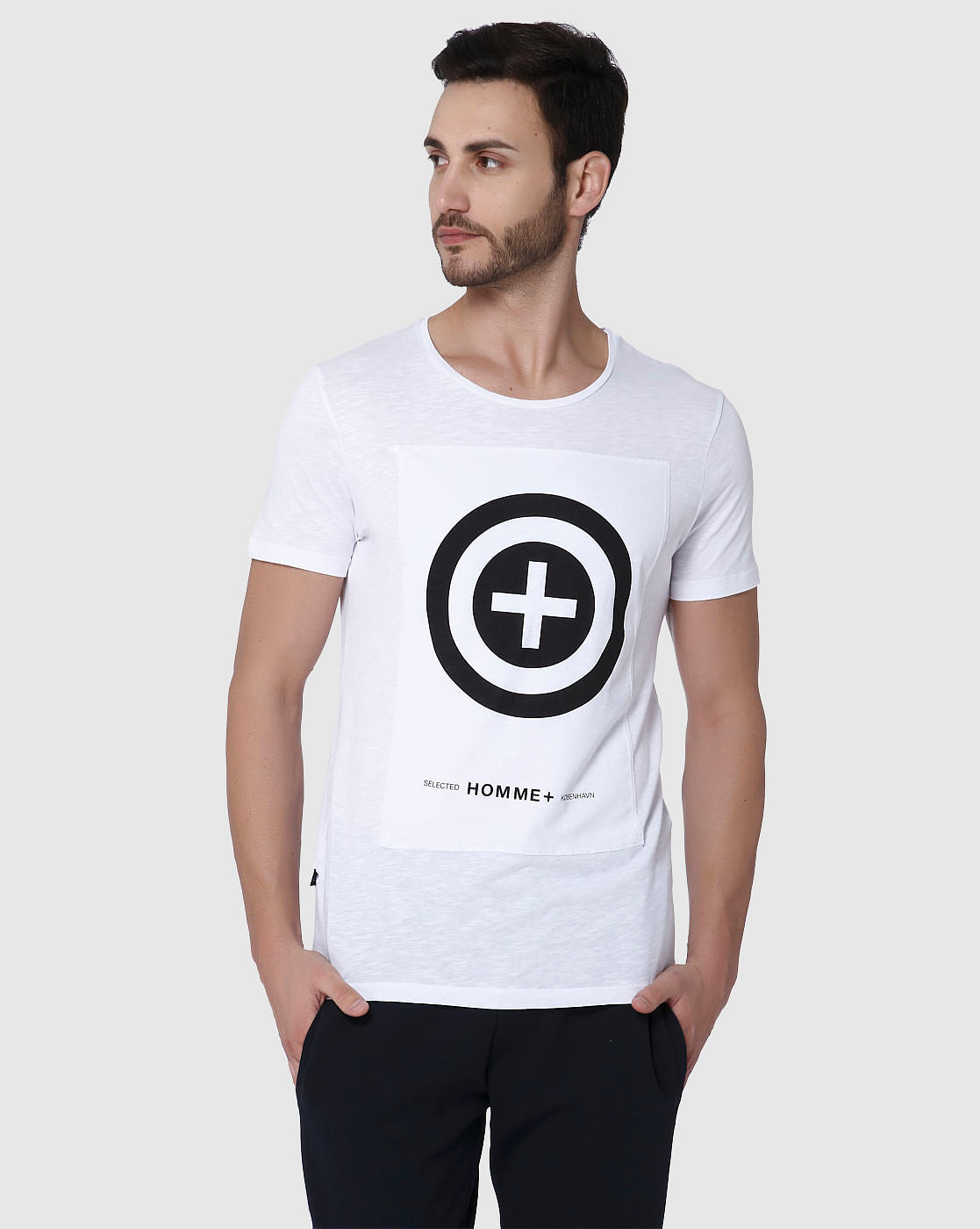 White Printed Crew Neck T-Shirt