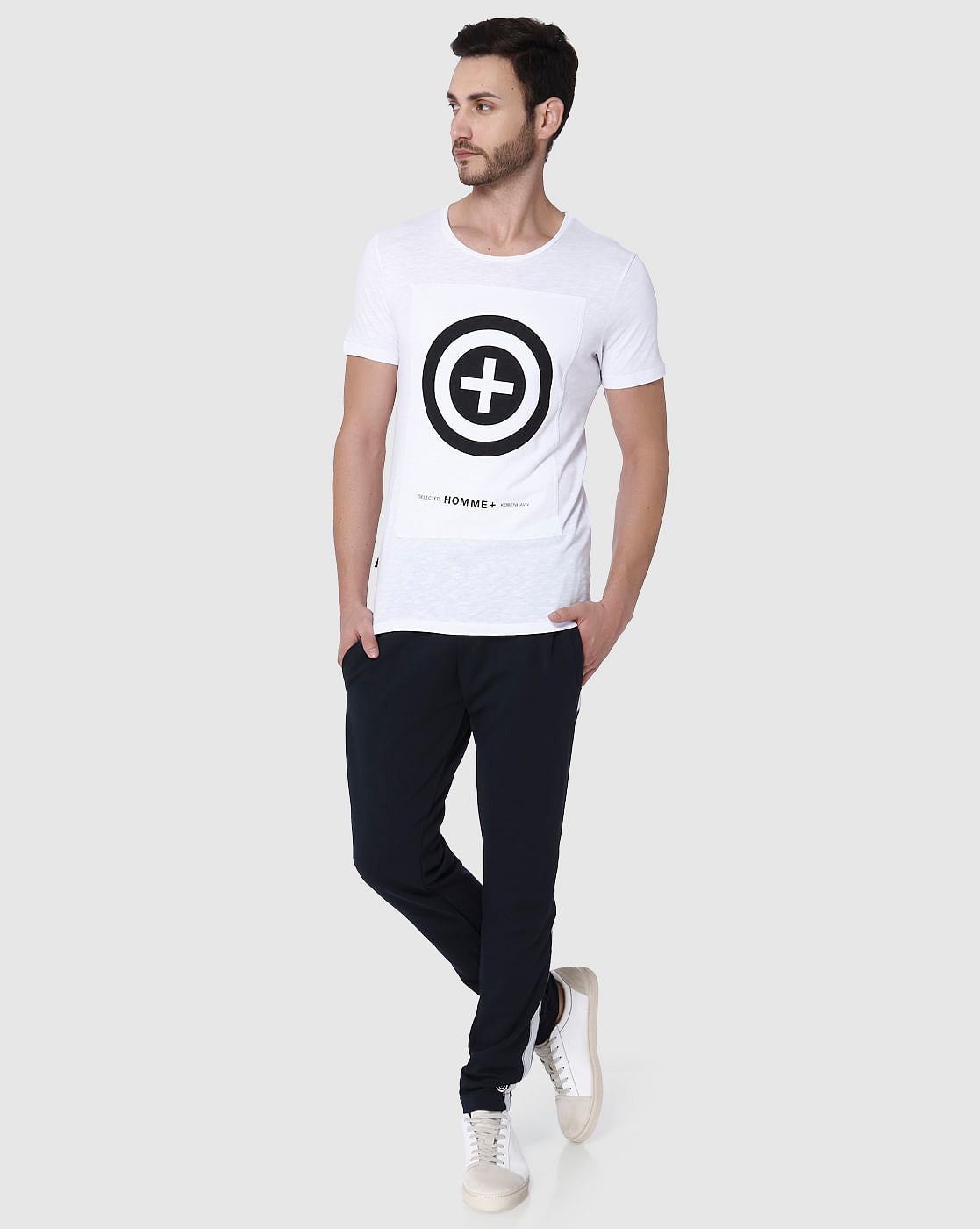White Printed Crew Neck T-Shirt