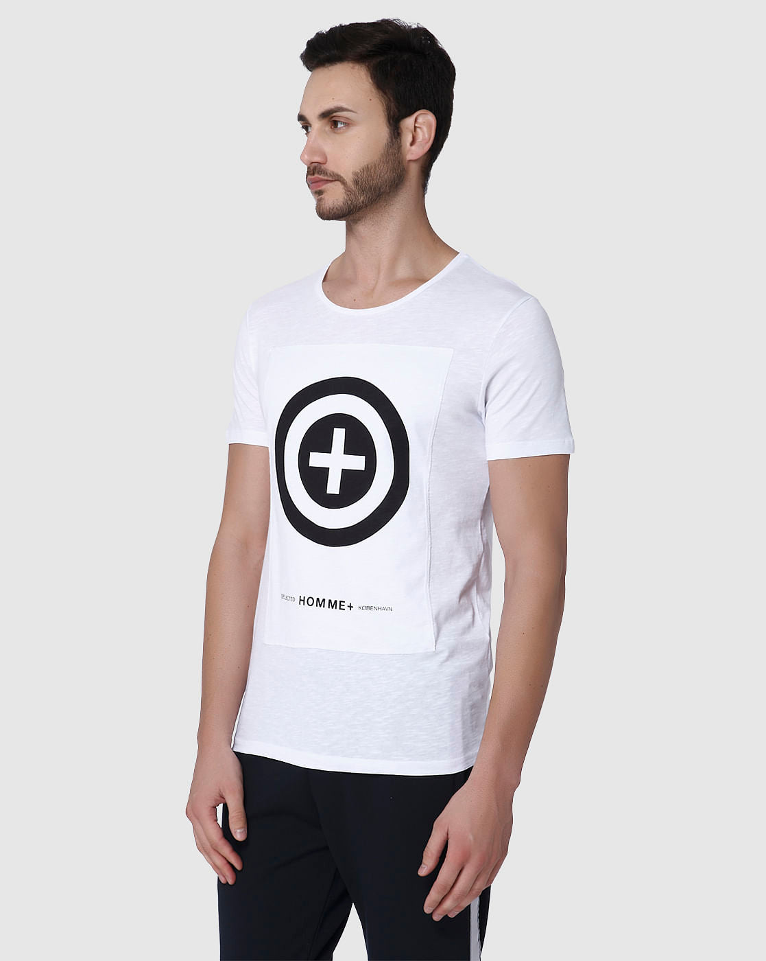 White Printed Crew Neck T-Shirt