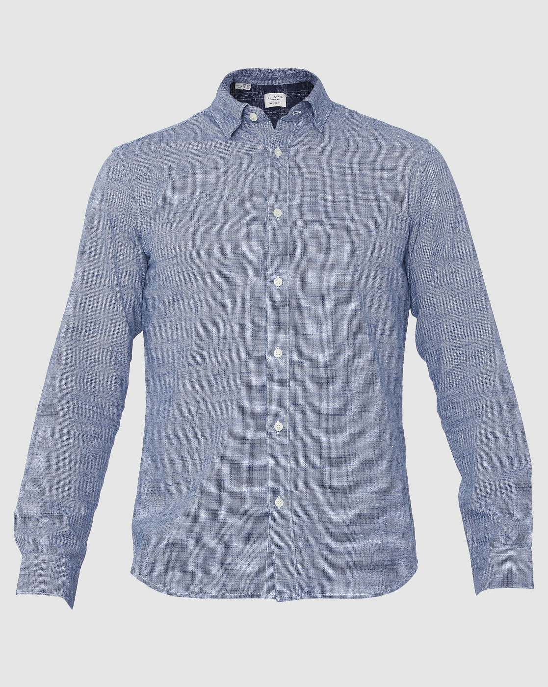 Blue Textured Full Sleeves Shirt