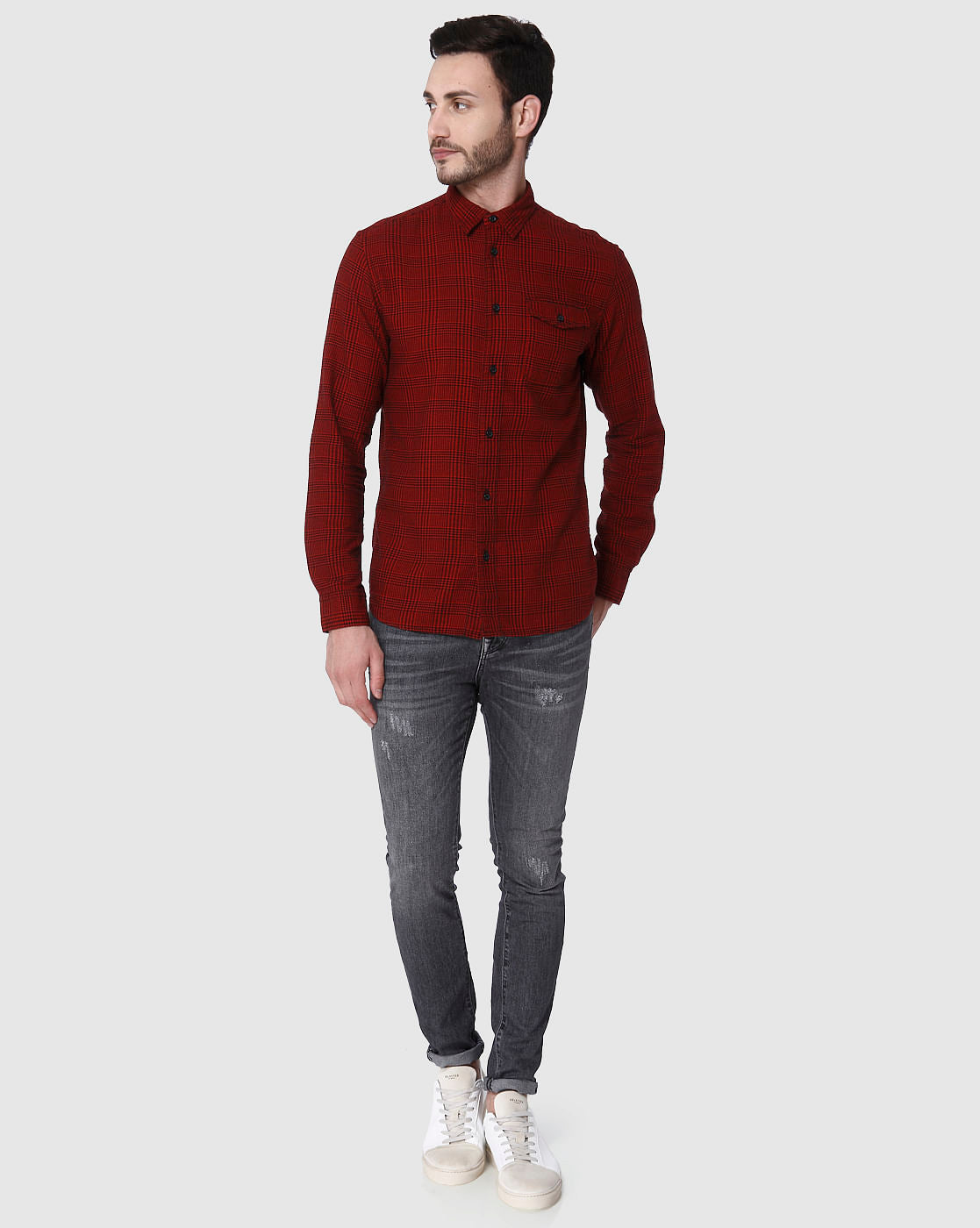 Red Check Full Sleeves Shirt