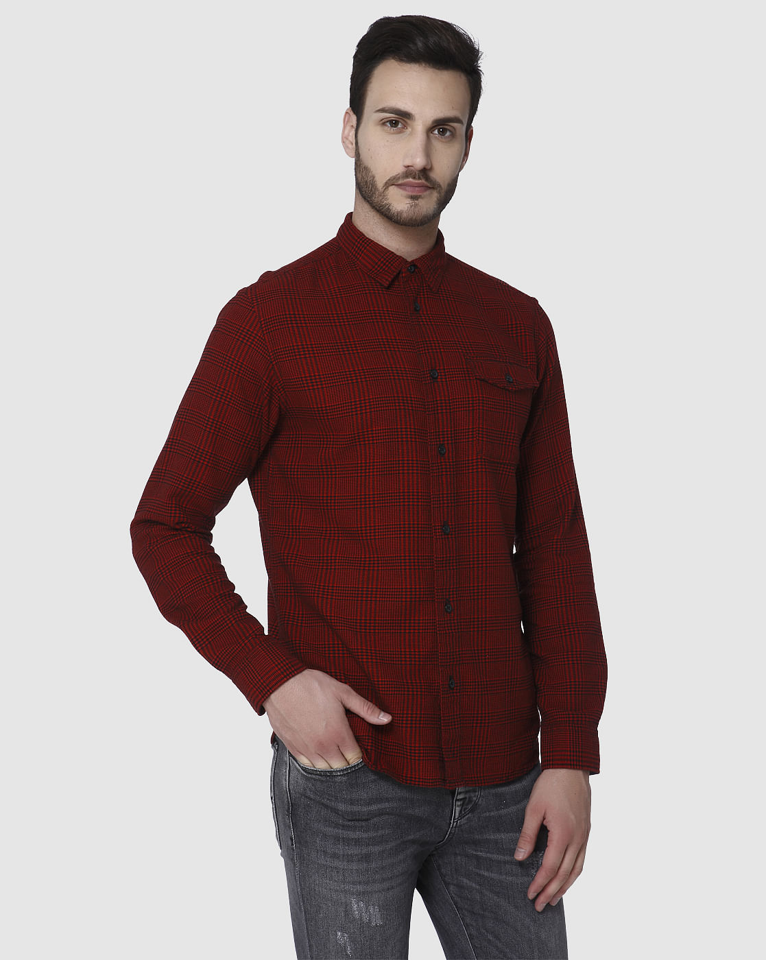 Red Check Full Sleeves Shirt