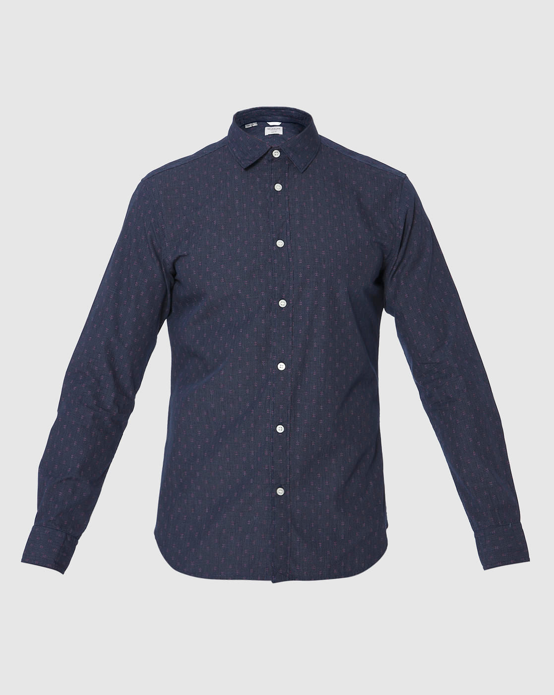 Blue Printed Full Sleeves Shirt