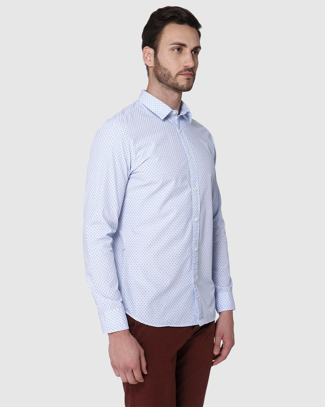 Blue Printed Full Sleeves Shirt