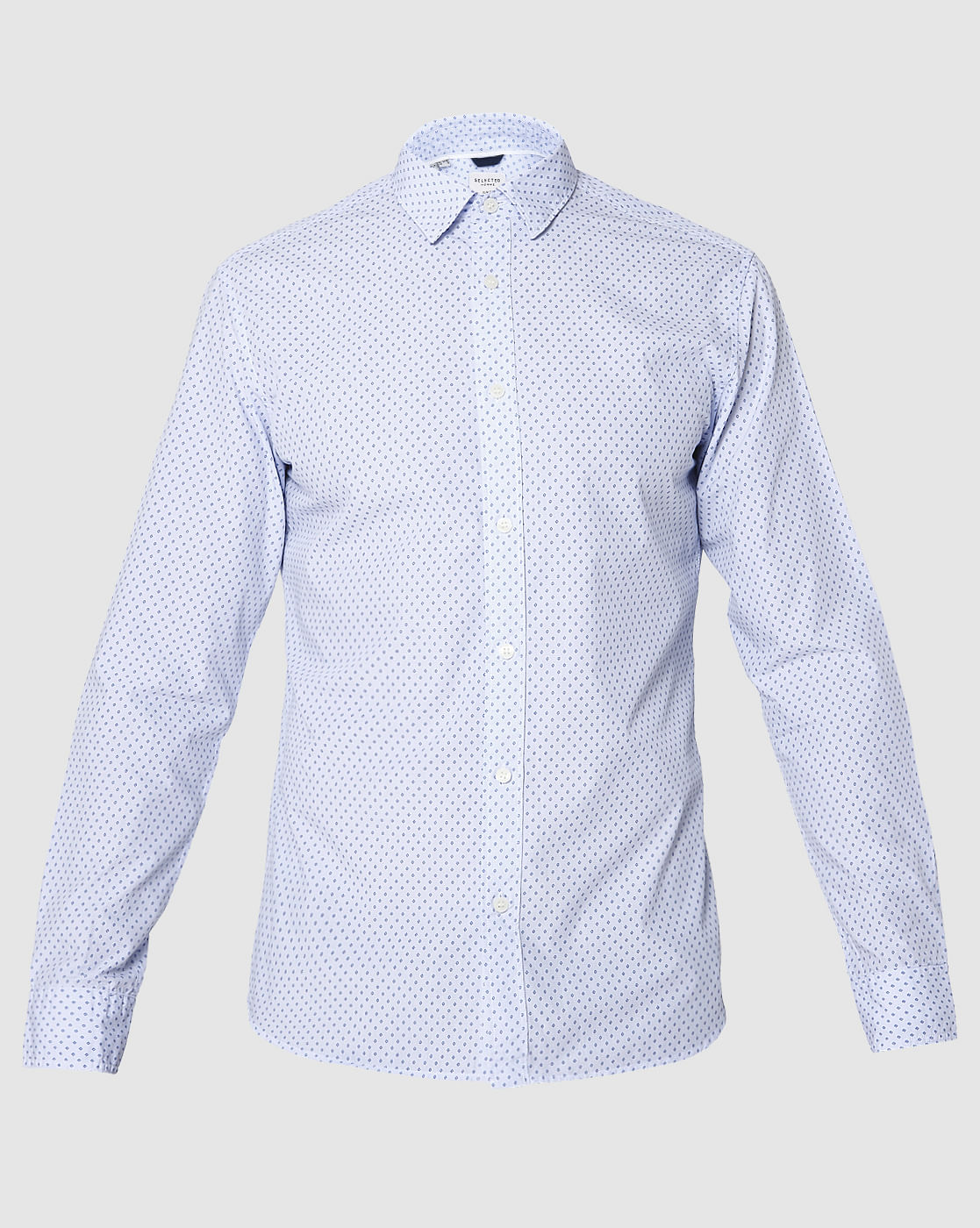 Blue Printed Full Sleeves Shirt
