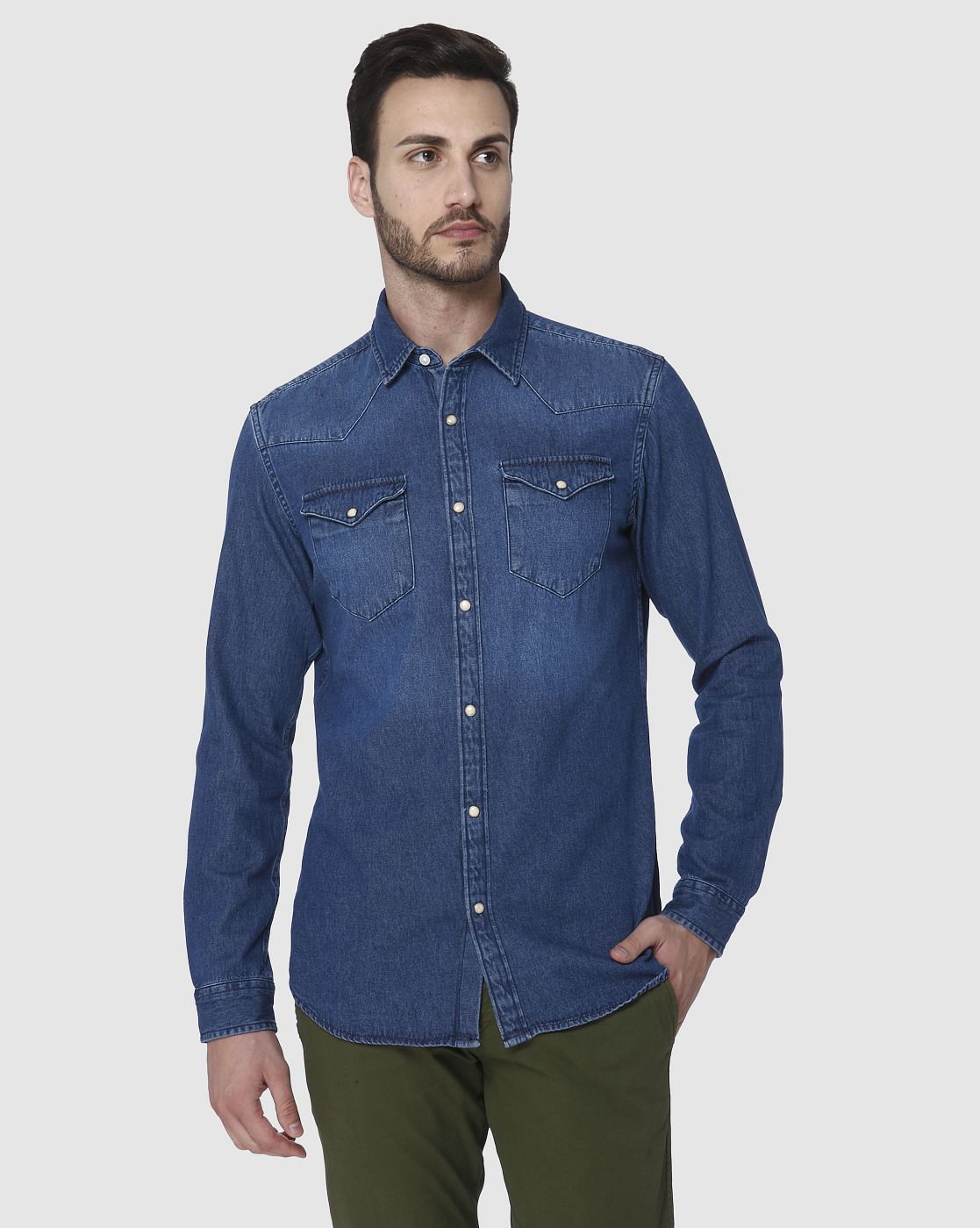 Blue Full Sleeves Denim Shirt