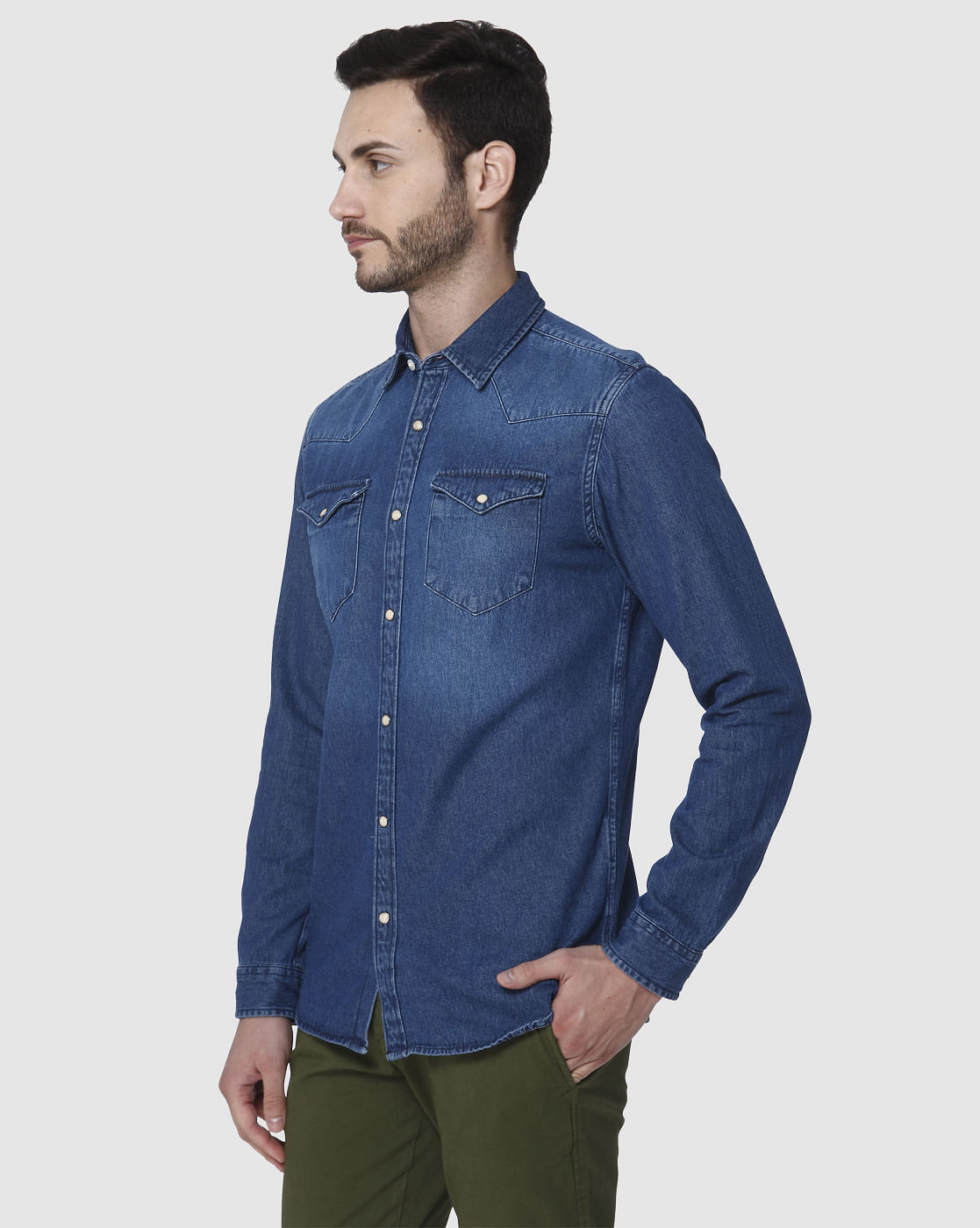 Blue Full Sleeves Denim Shirt
