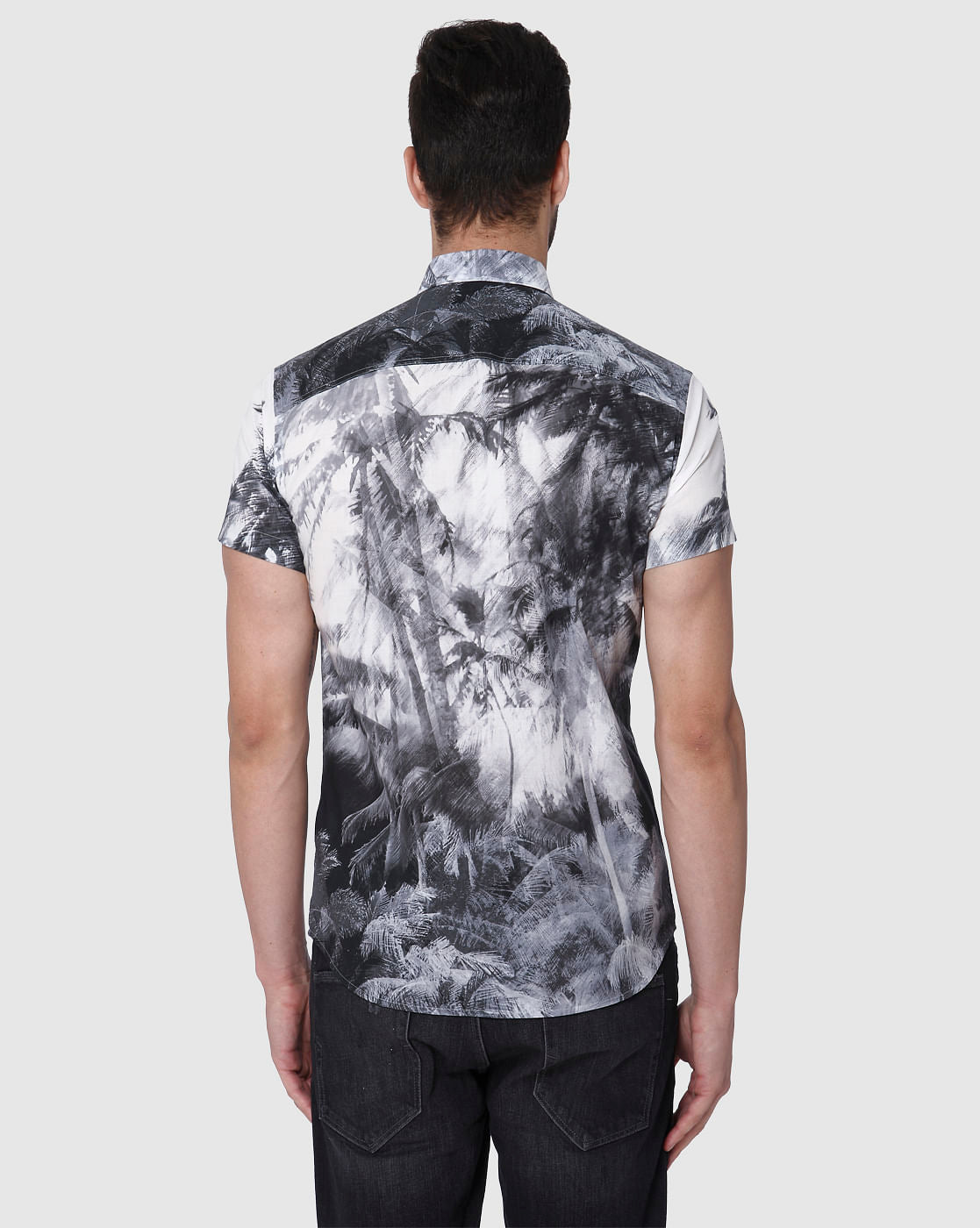 Black Printed Short Sleeves Shirt