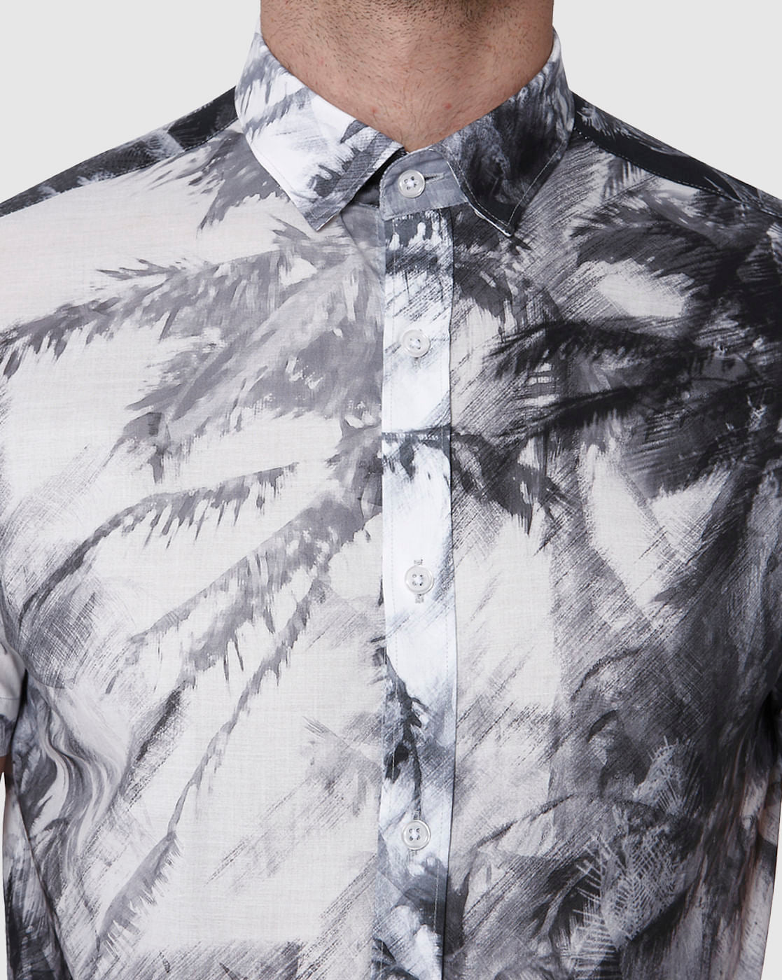 Black Printed Short Sleeves Shirt