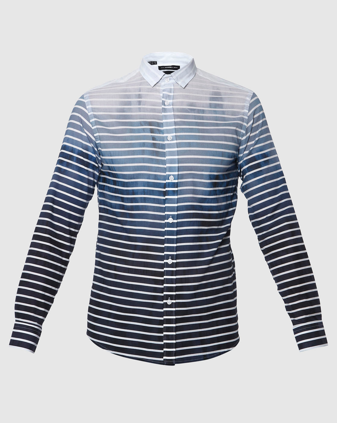 Turquoise Striped Full Sleeves Shirt