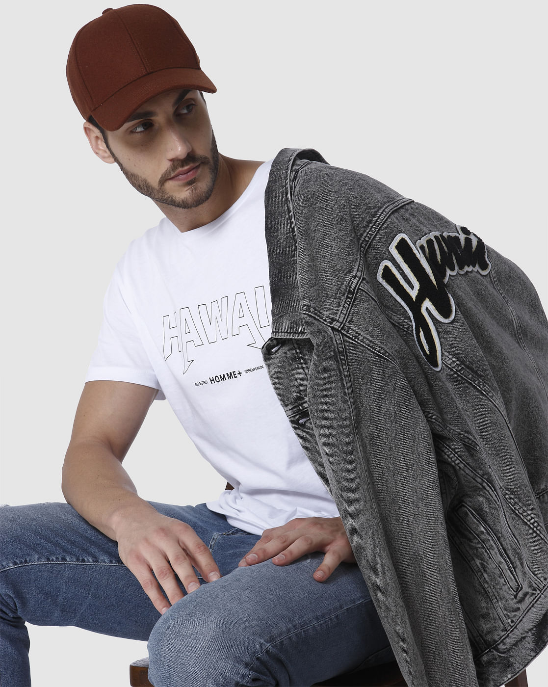 White Printed Crew Neck T-Shirt