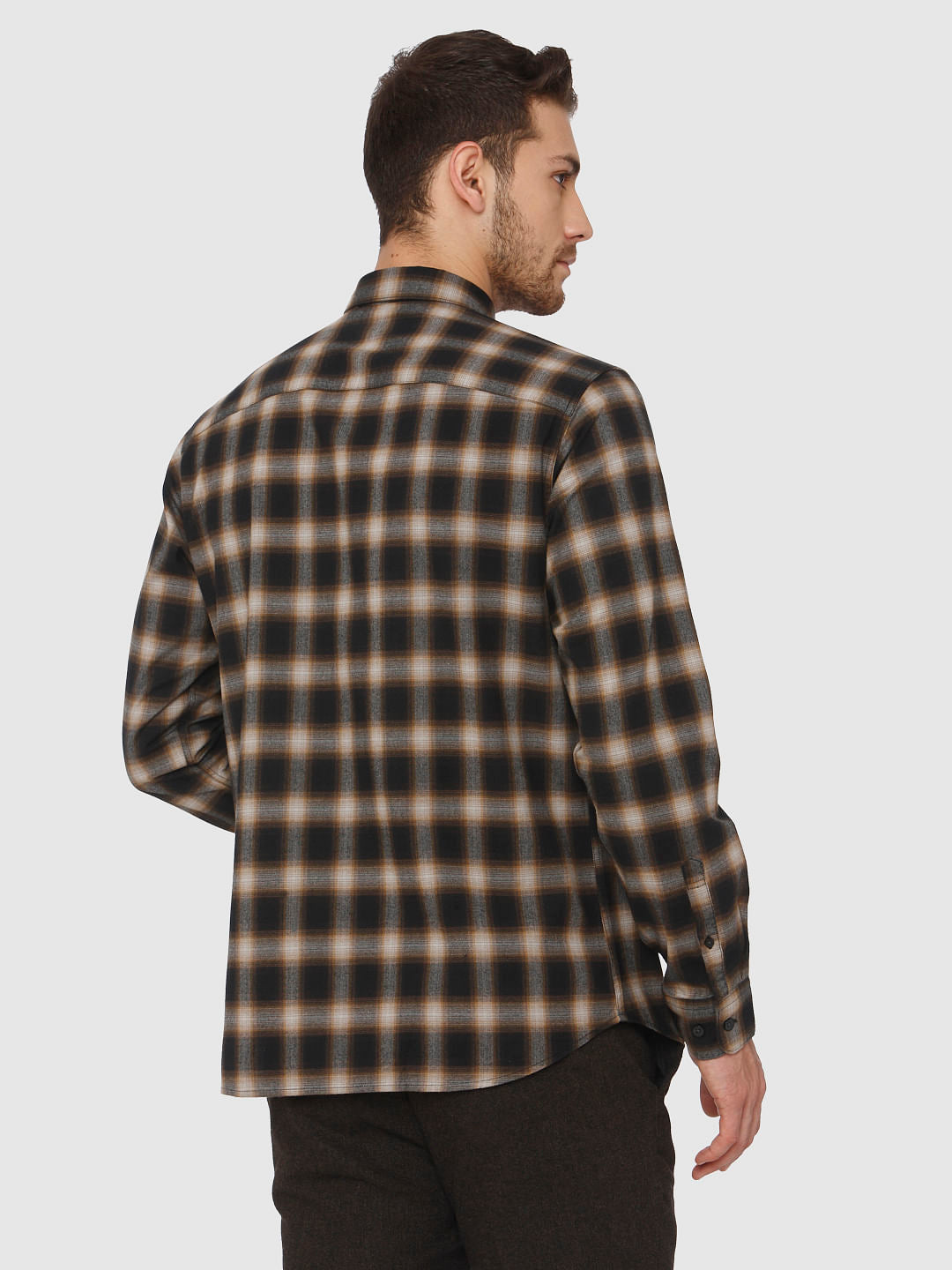 Brown Check Full Sleeves Shirt