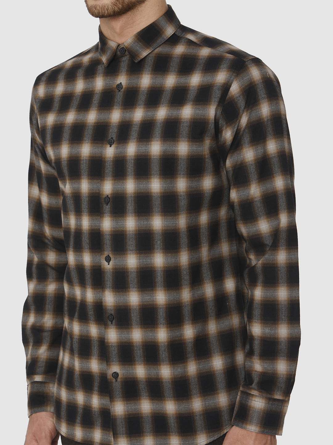Brown Check Full Sleeves Shirt