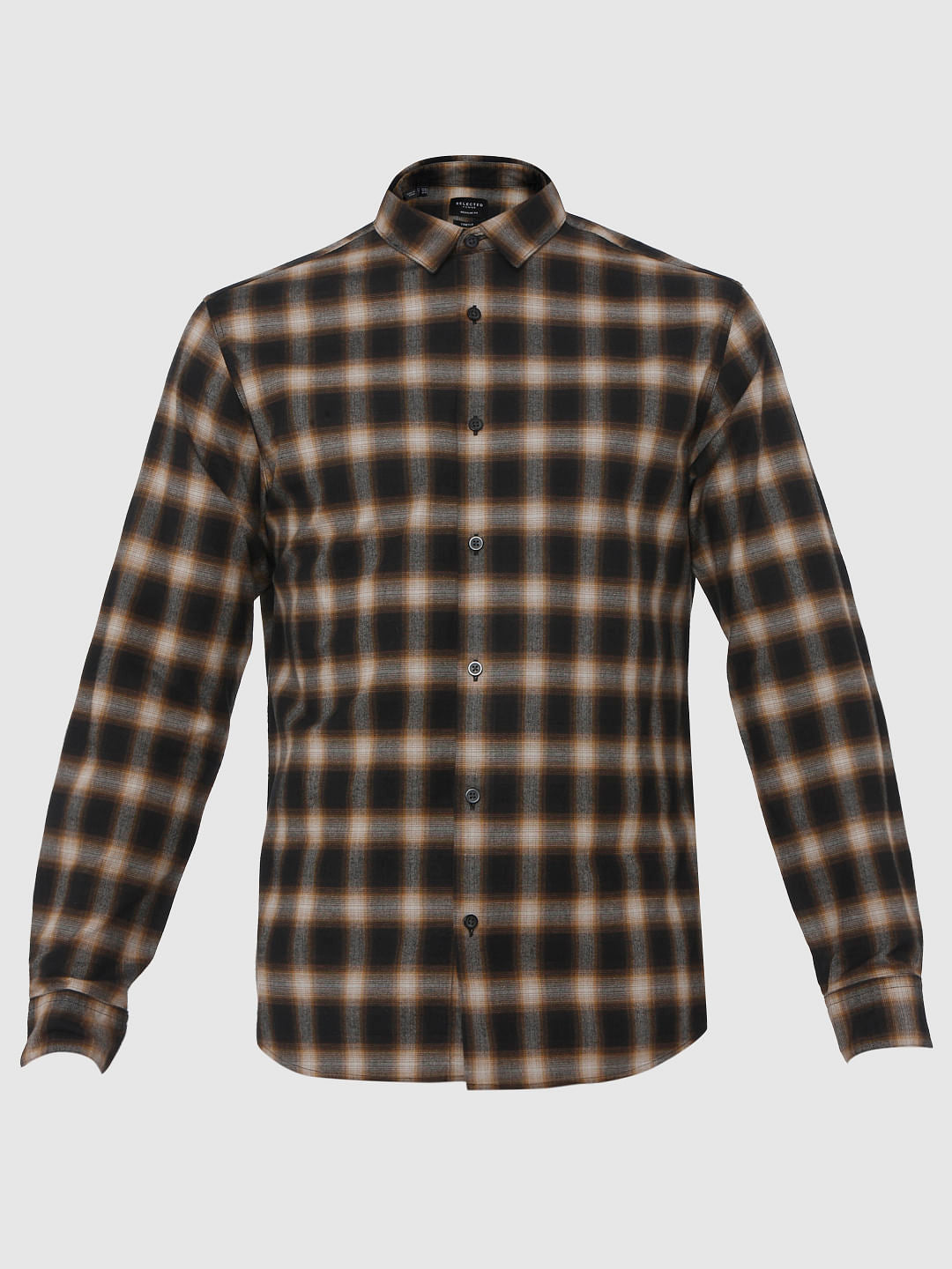 Brown Check Full Sleeves Shirt