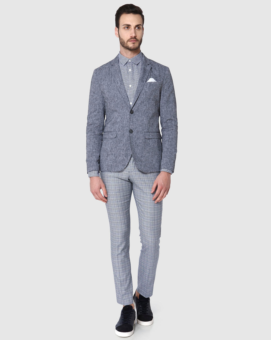 Grey Textured Formal Blazer
