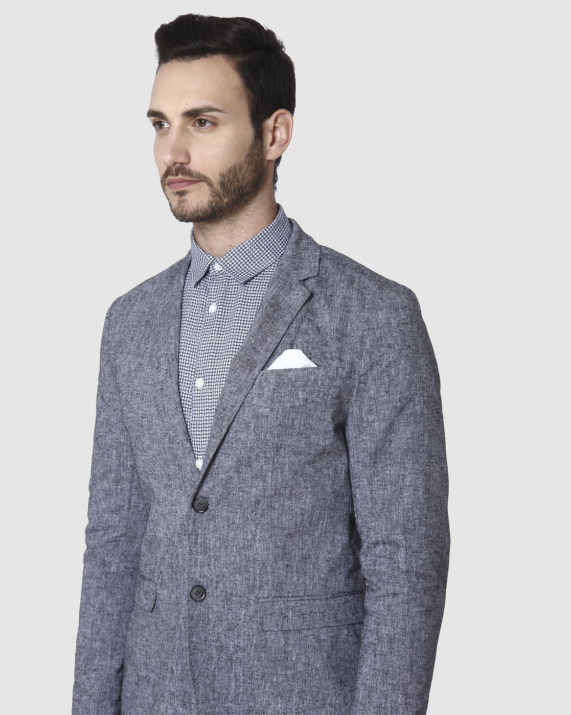 Grey Textured Formal Blazer