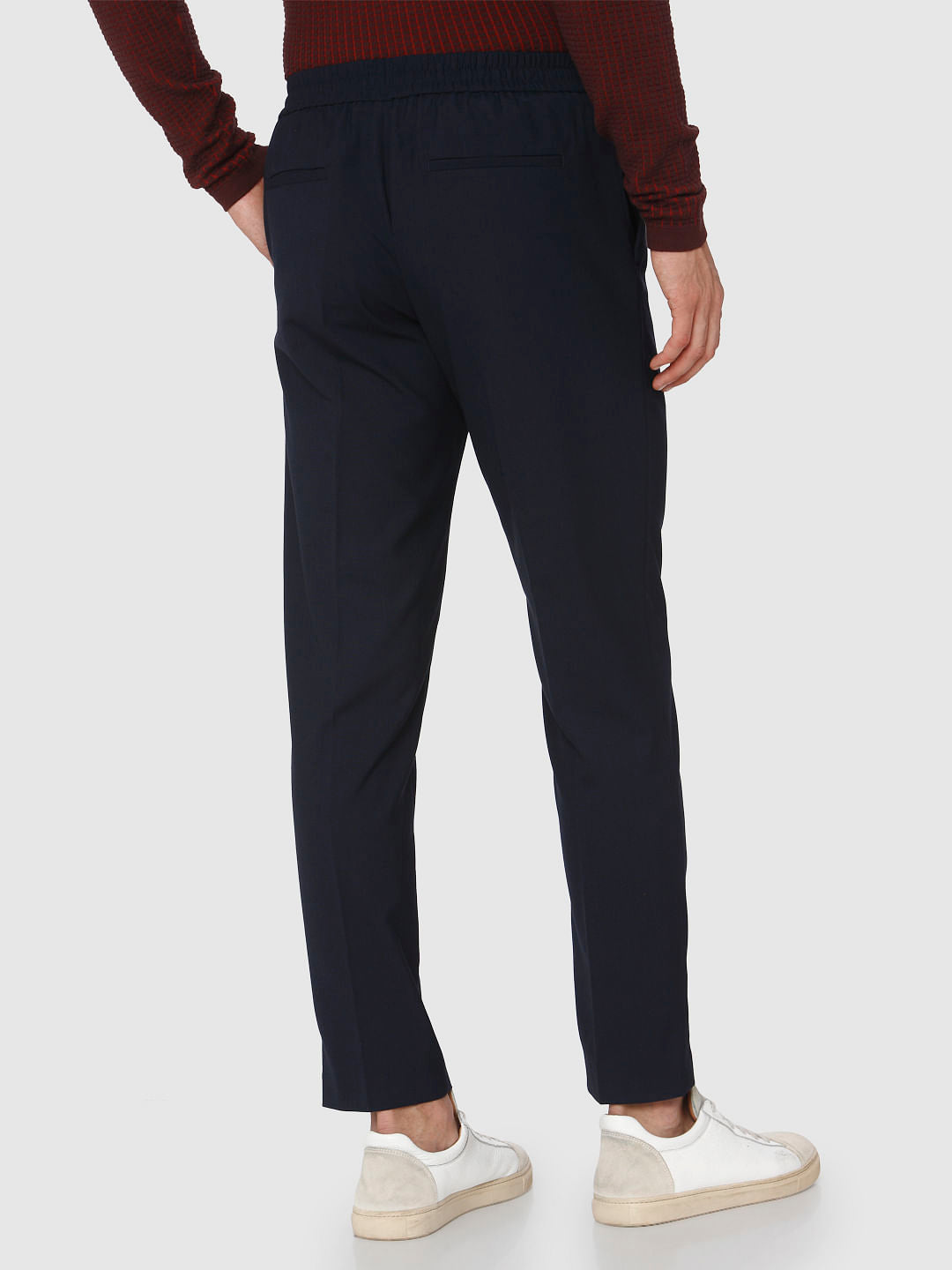 Navy Blue Tapered Fit Trousers