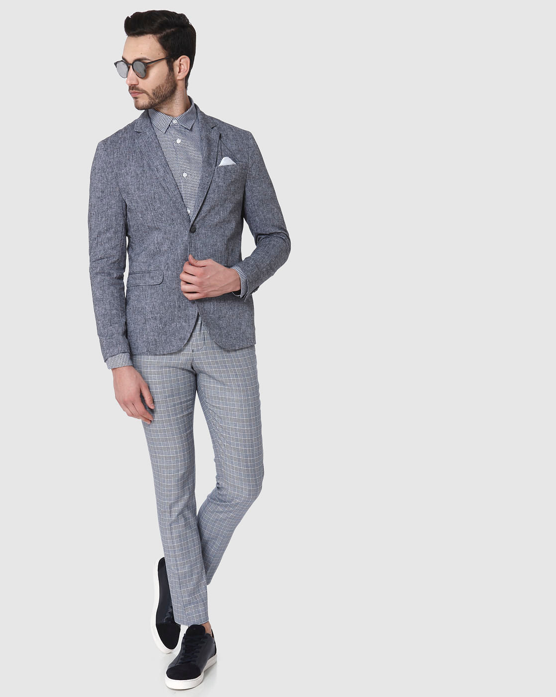 Blue Check Trousers