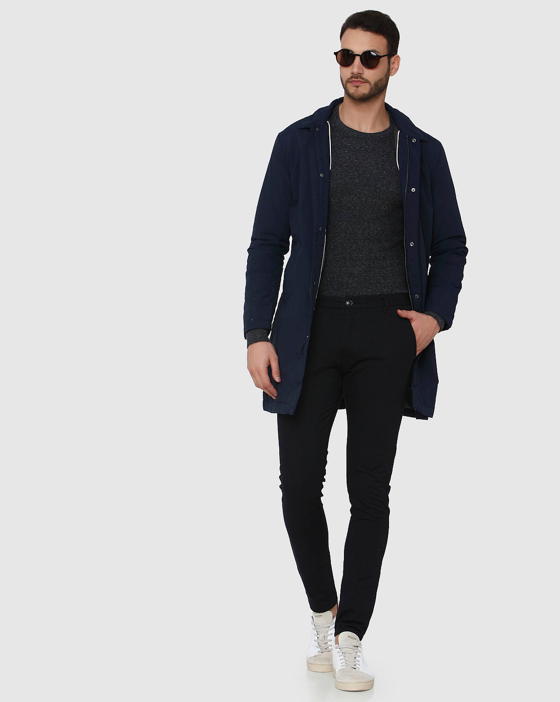 Black Mid Rise Slim Fit Trousers