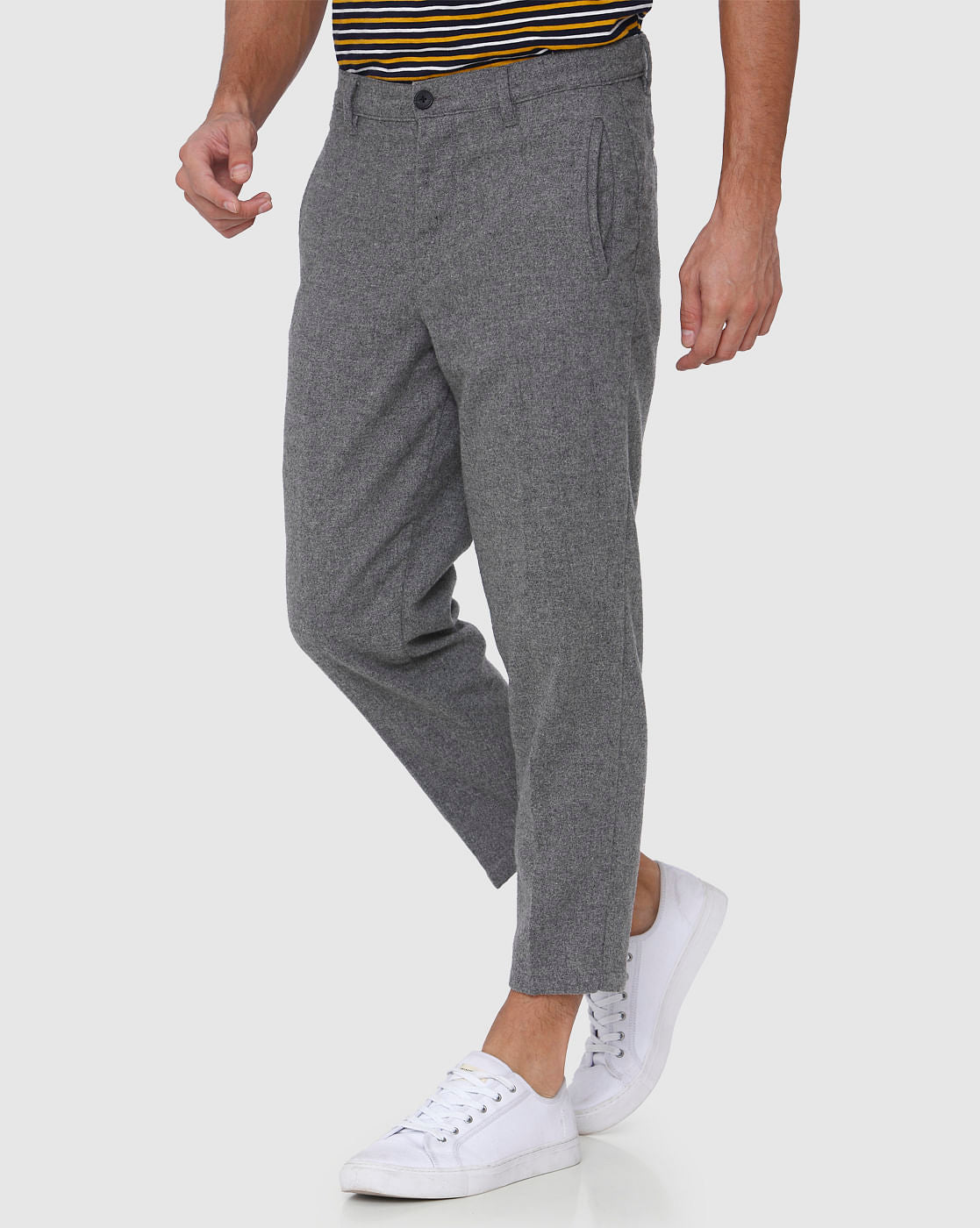 Light Grey Printed Cropped Pants