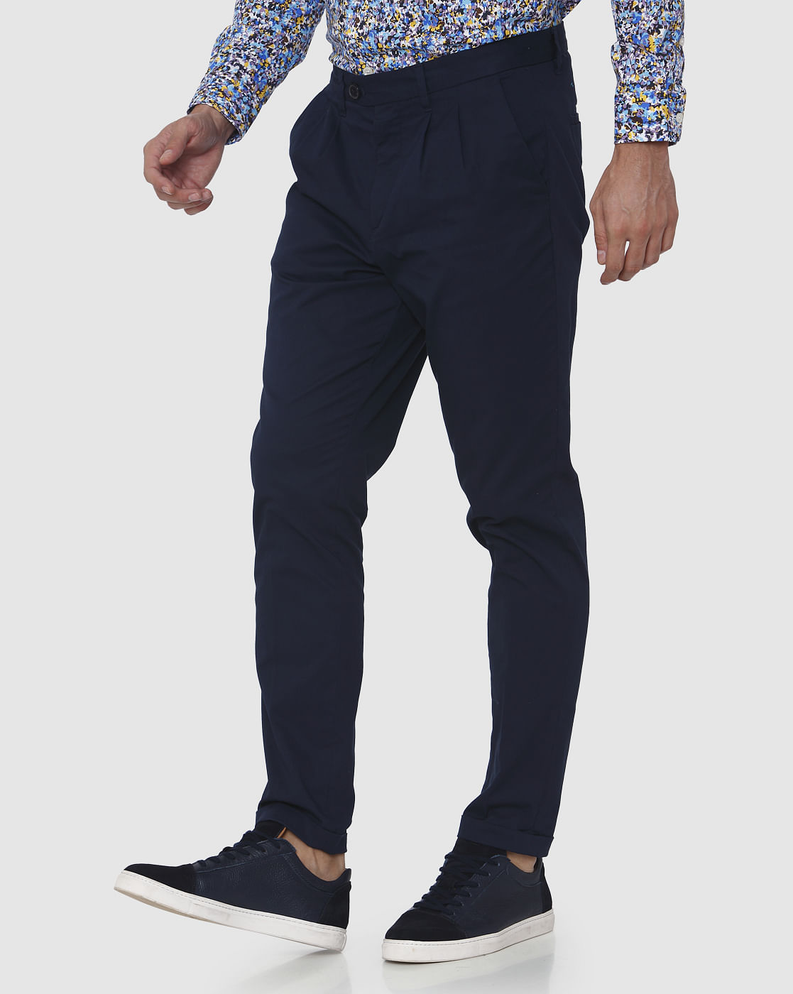 Navy Blue Tapered Fit Pants