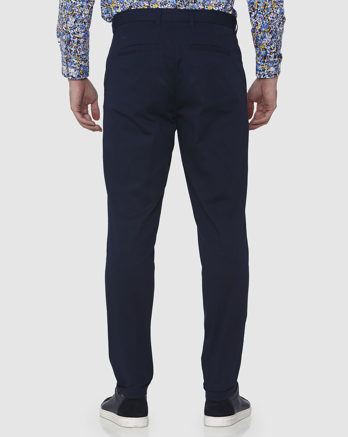 Navy Blue Tapered Fit Pants