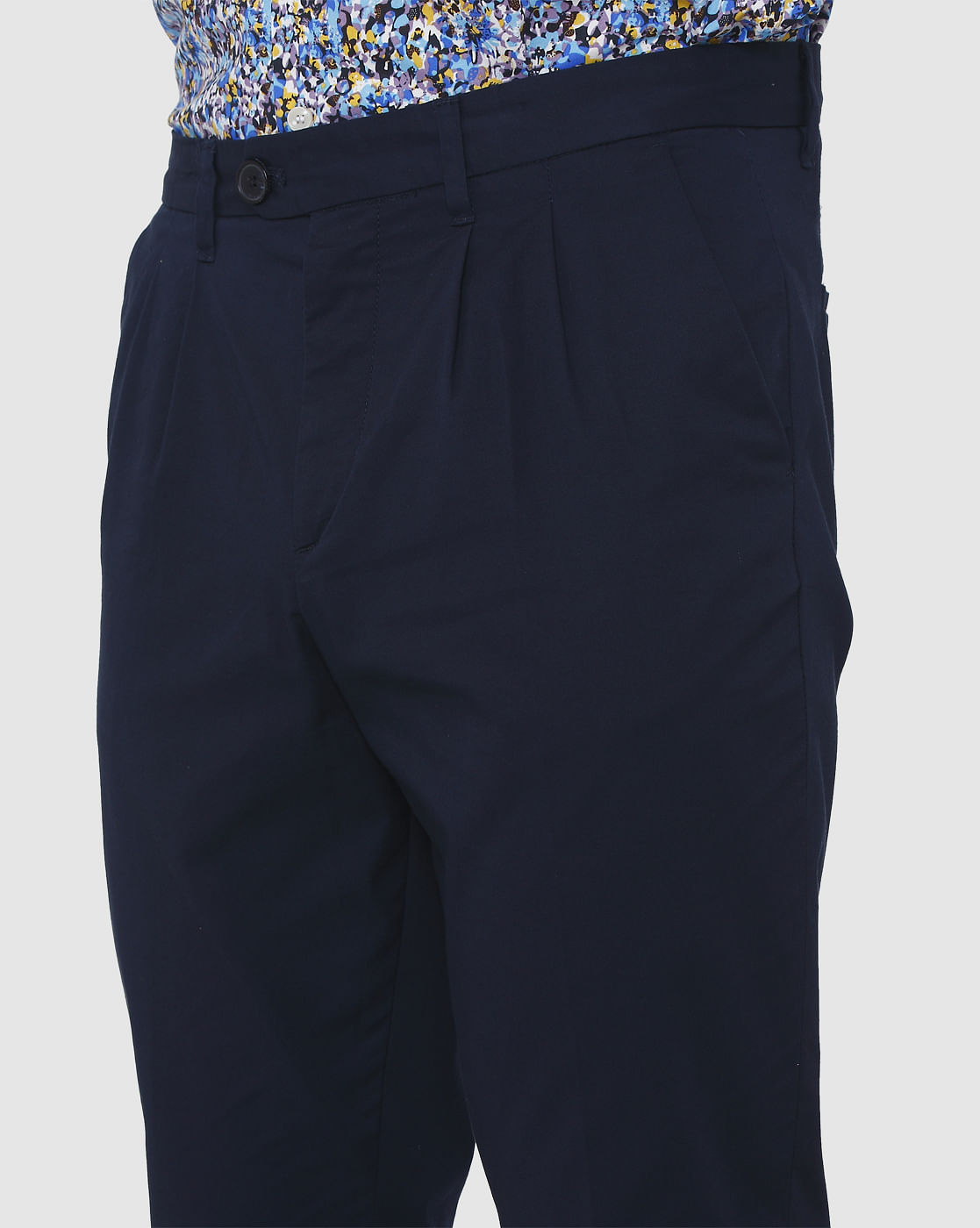 Navy Blue Tapered Fit Pants