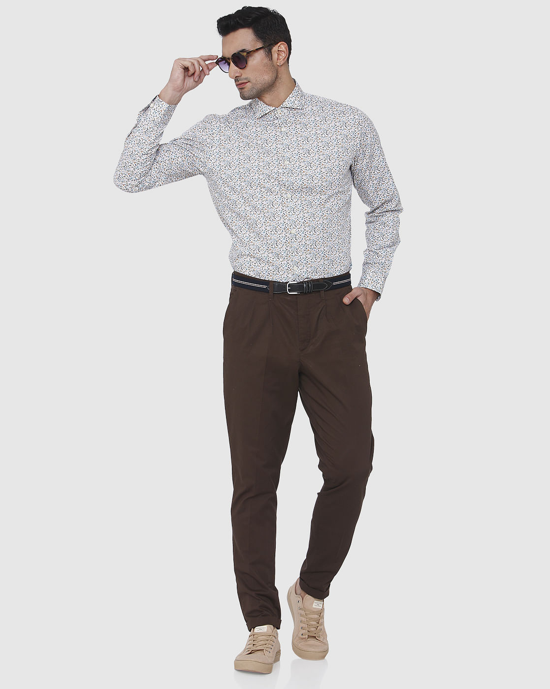 Dark Brown Tapered Fit Pants