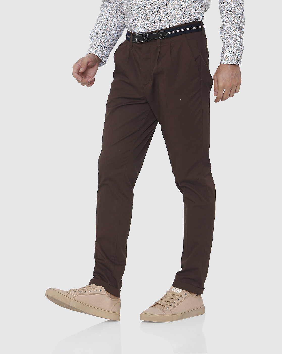 Dark Brown Tapered Fit Pants