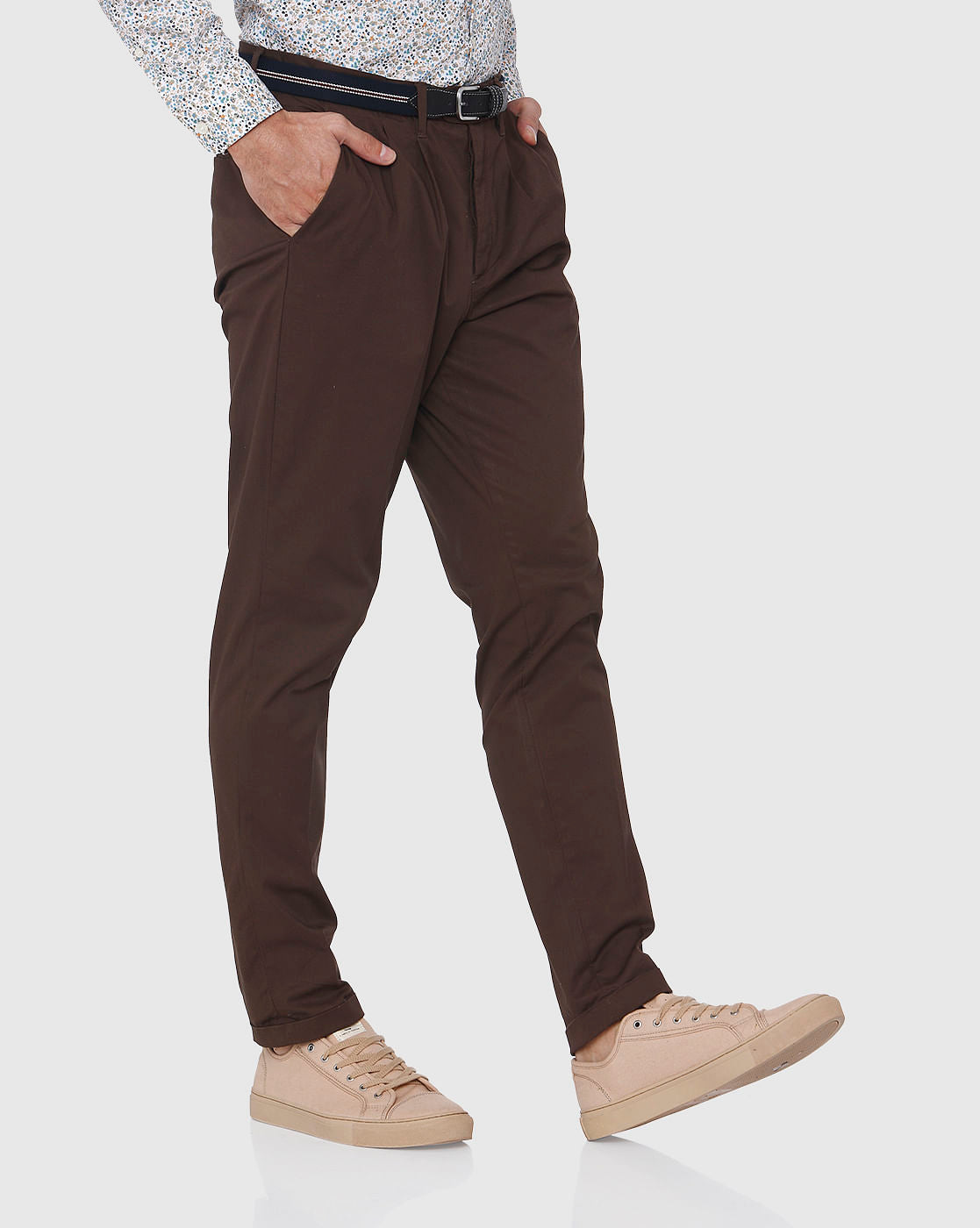 Dark Brown Tapered Fit Pants