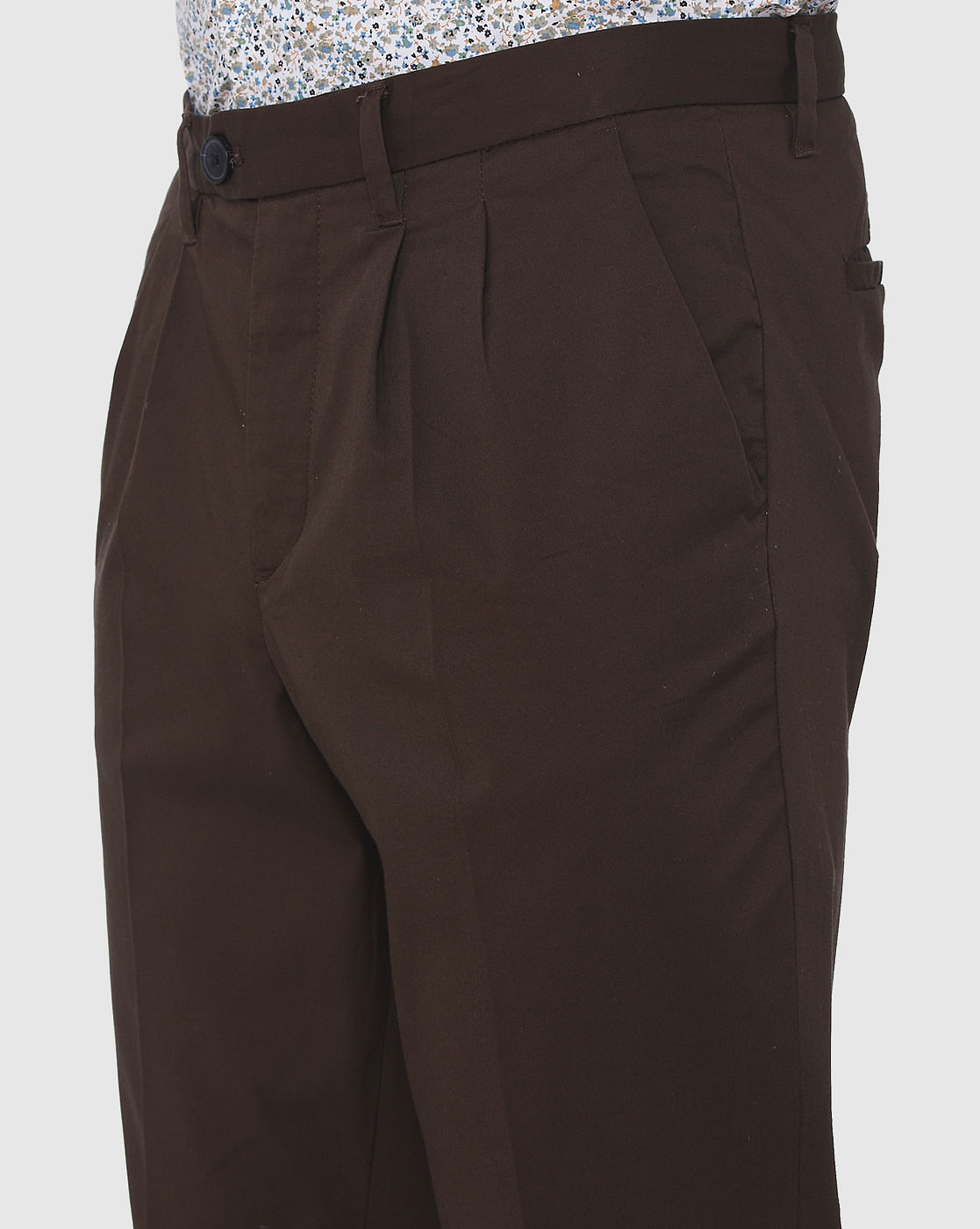 Dark Brown Tapered Fit Pants