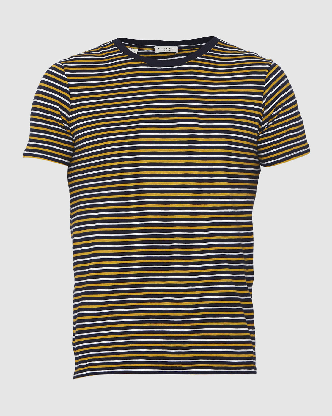 Brown Striped Crew Neck T-Shirt
