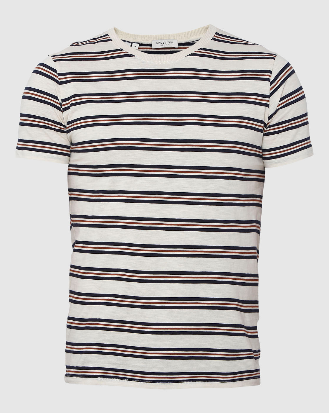White Striped Crew Neck T-Shirt