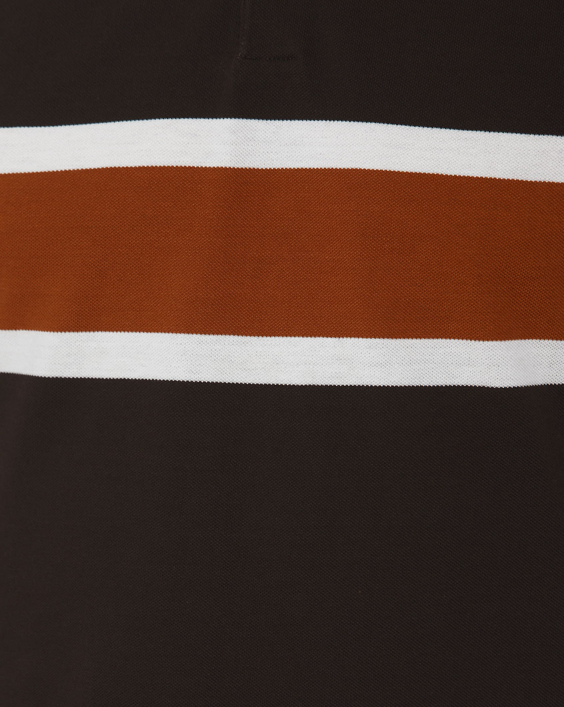 Brown Colourblocked Polo Neck T-Shirt