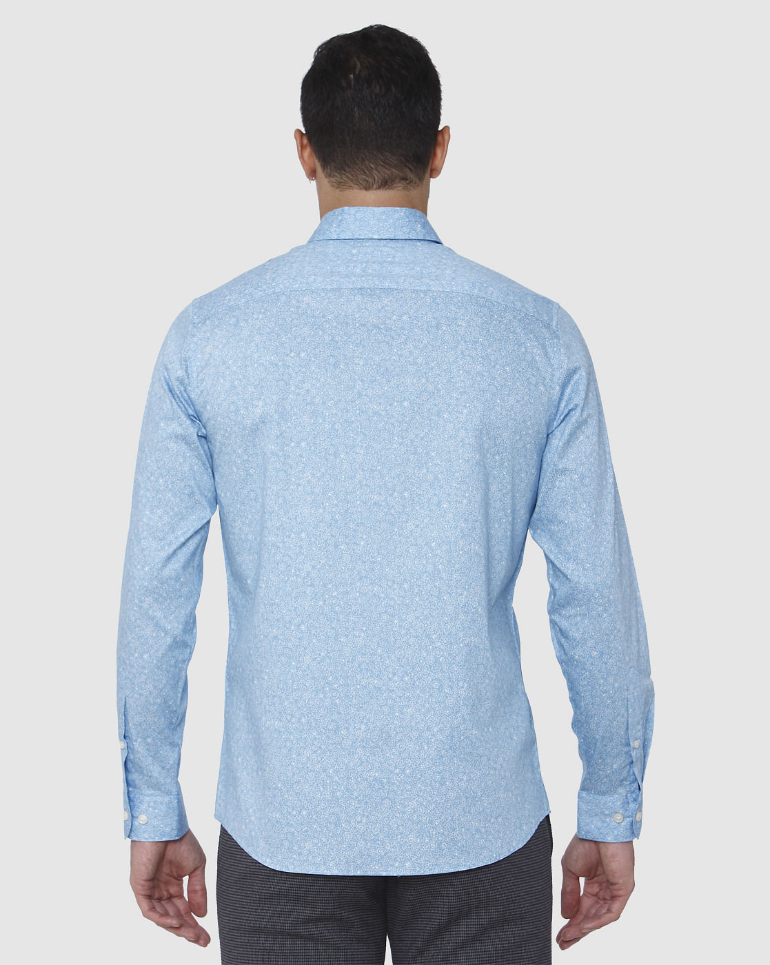 Blue Floral Print Full Sleeves Shirt