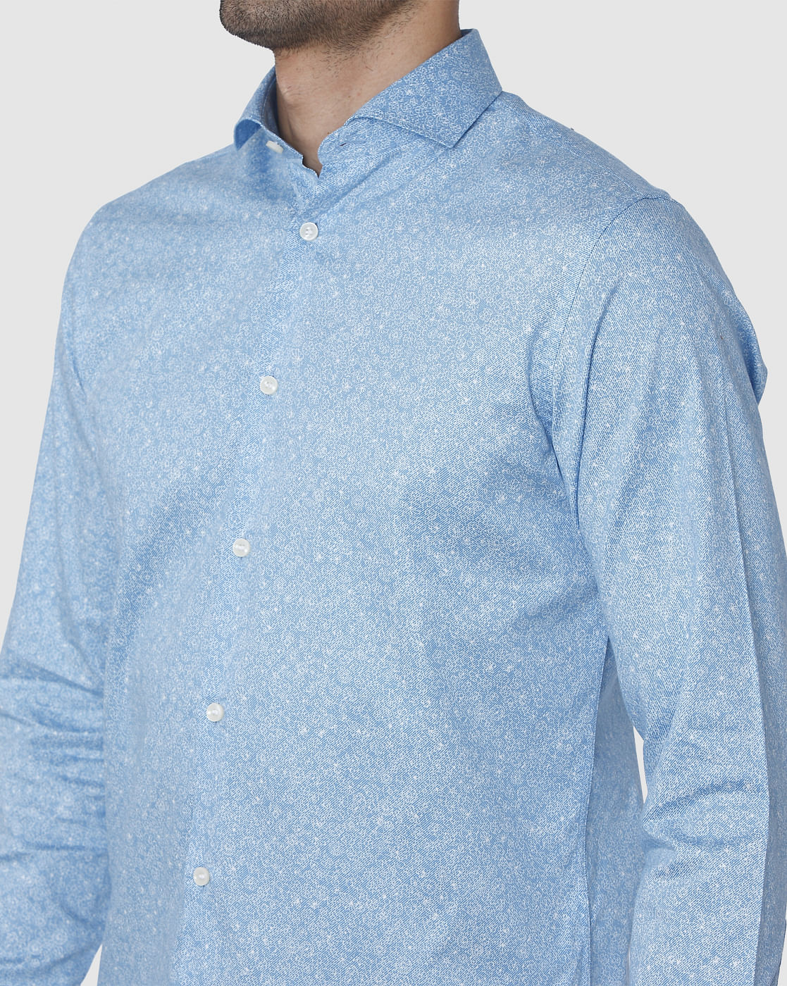 Blue Floral Print Full Sleeves Shirt