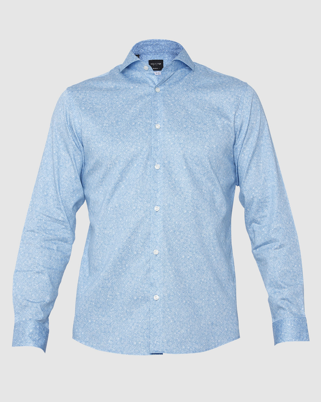 Blue Floral Print Full Sleeves Shirt