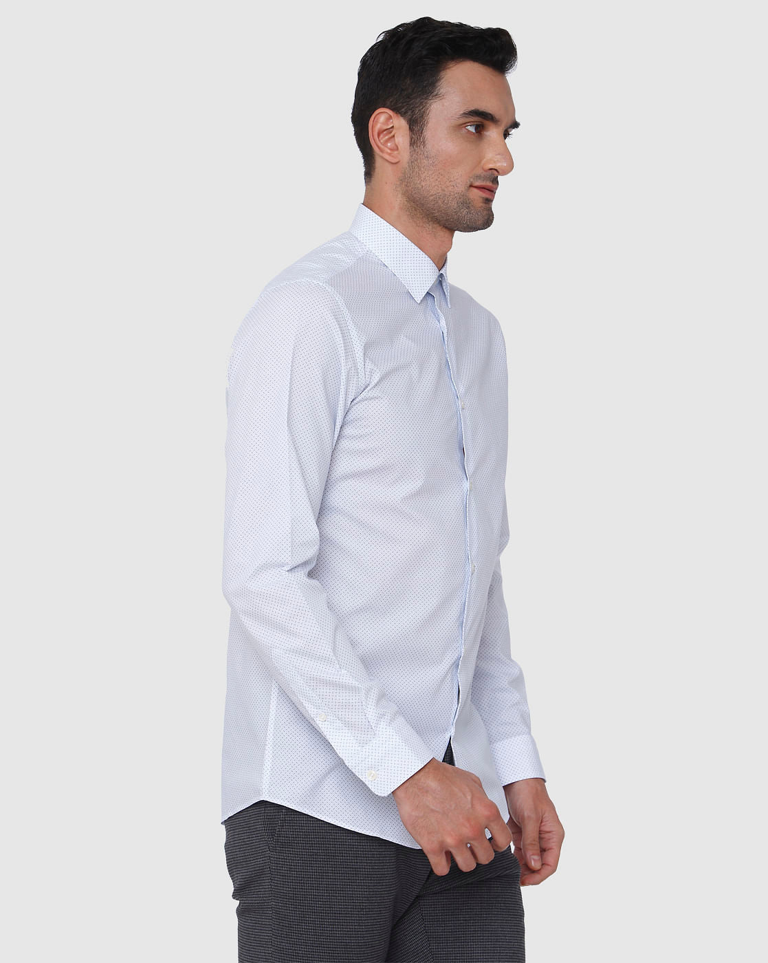 White Printed Full Sleeves Shirt